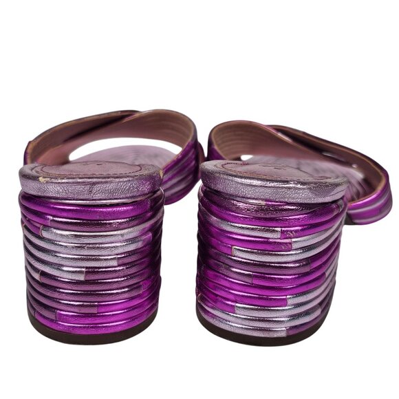 Schutz Metallic Quilted Anna Kate‎ Peep Toe Block Heel BARBIE Sandals Women's 36 - Picture 11 of 12